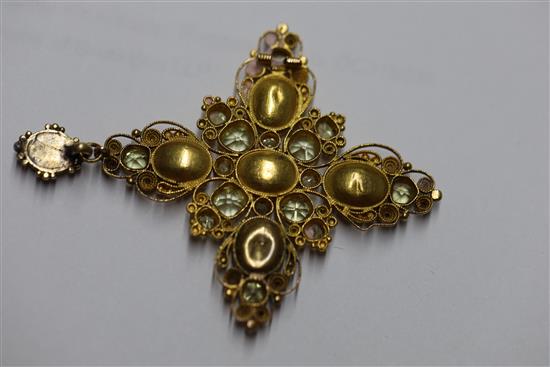 A matched suite of Victorian gold, foil backed topaz and chrysoberyl set jewellery,